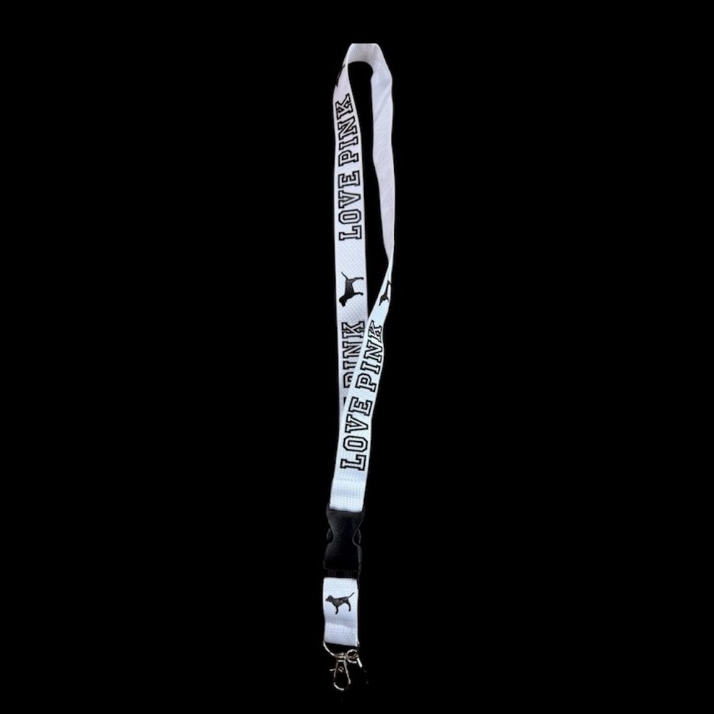 PINK Victoria's Secret White and Black Lanyard